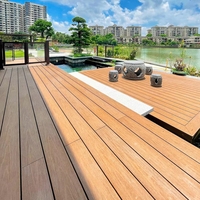 Dalles de terrasse WPC modernes à trous carrés, écologiques, emboîtables, antidérapantes, imperméables, à grain de bois 3D, pour extérieur et hall