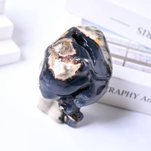 Adorno de Ágata Volcánica Natural en Forma de Corazón, Piedra Pulida, Artesanía de Piedras Preciosas Hecha a Mano para Decoración del Hogar u Oficina, Regalo, Colección, Recuerdo - Product Image 4