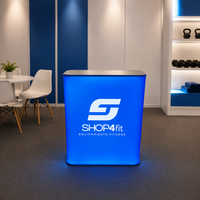 Comptoir de promotion pliable et portable sur mesure, à montage rapide, pour salons professionnels, avec éclairage LED