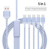 Kabel Ponsel 2m 5-in-1 USB Type-C Pengisian Cepat Berbahan Nilon Terjalin