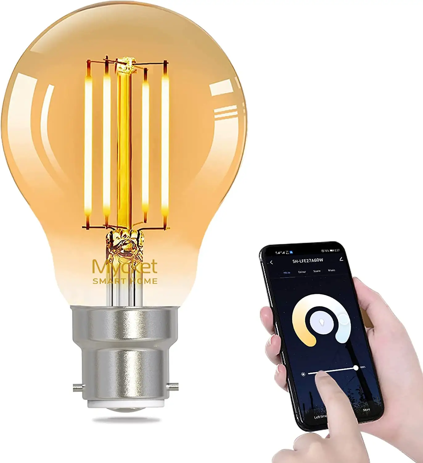 Mycket Smart Filament Bulb B22 5.5W Edison Lamp Wifi Bulb support Alexa Google Home For Remote Control