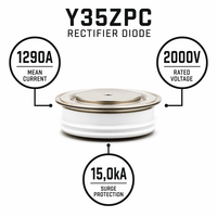Diode redresseuse TECHSEM Y35ZPC 1290A 1200V-2000V, diode disque haute puissance à montage en surface, fixation par serrage