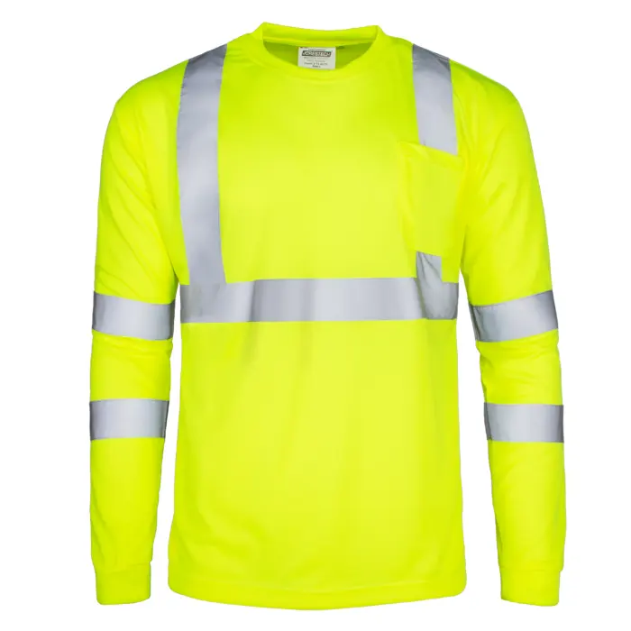 Oem/Odm 100% Polyester Hi Viz Lange Mouw Veiligheidshemd Met Reflecterende Tape Veiligheid T-Shirts