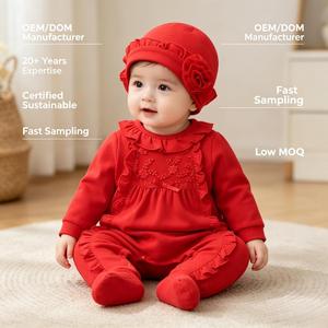 Conjunto de Ropa Personalizada para Bebé Niña: Pelele de Algodón con Pies y Gorro, Traje de Encaje Bordado, Conjunto de Ropa para Bebé - Product Image 1