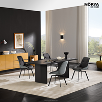 Table à manger rectangulaire NORYA en bois massif, style moderne rétro, élégante, couleur anthracite, mobilier de luxe pour salle à manger, appartement, hôtel