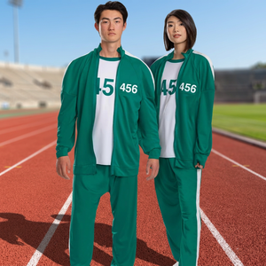 Survêtement unisexe vert avec fermeture éclair intégrale, respirant, design uni, tenue décontractée pour adulte, printemps, 100 % polyester, col rabattable - Product Image 4