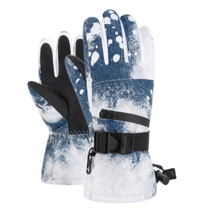 Gants de sport d'hiver DFG1124 en polaire thermique 360 degrés, manches longues, couleurs tendance avec paume en cuir PU - Product Image 1
