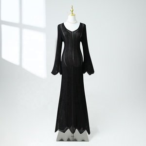Nobile ed elegante abito a maniche lunghe a maglia con maniche lunghe da donna - Product Image 5