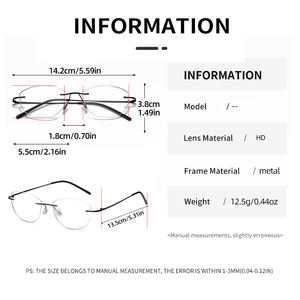 <span class=keywords><strong>Gafas</strong></span> Fotocromáticas Unisex B6035 con Marco Dorado Delgado, 1 Pieza, Lentes Cuadradas de Metal para Miopía, Lentes Reemplazables para Hombre y Mujer B6035 - Product Image 6