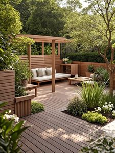 Co-Extrusion v Board Garden Landscaping Decking Featuring Teak WPC Materials <b>Brushed</b> Composite Flooring - Product Image 5