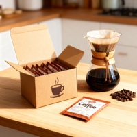 Emballage en sachet plat en aluminium pour sachets de café instantané, imprimé en gravure, résistant à l'humidité, respectueux de l'environnement, personnalisable