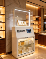 Vitrine LED en métal OEM ODM avec écran tactile, vitrine en verre verrouillable pour la vente au détail de cosmétiques et de produits de nettoyage