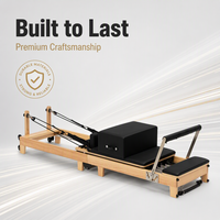 Reformer Pilates en chêne massif pliable rapidement avec roulettes, certifié CE, équipement de fitness facile à ranger pour studio