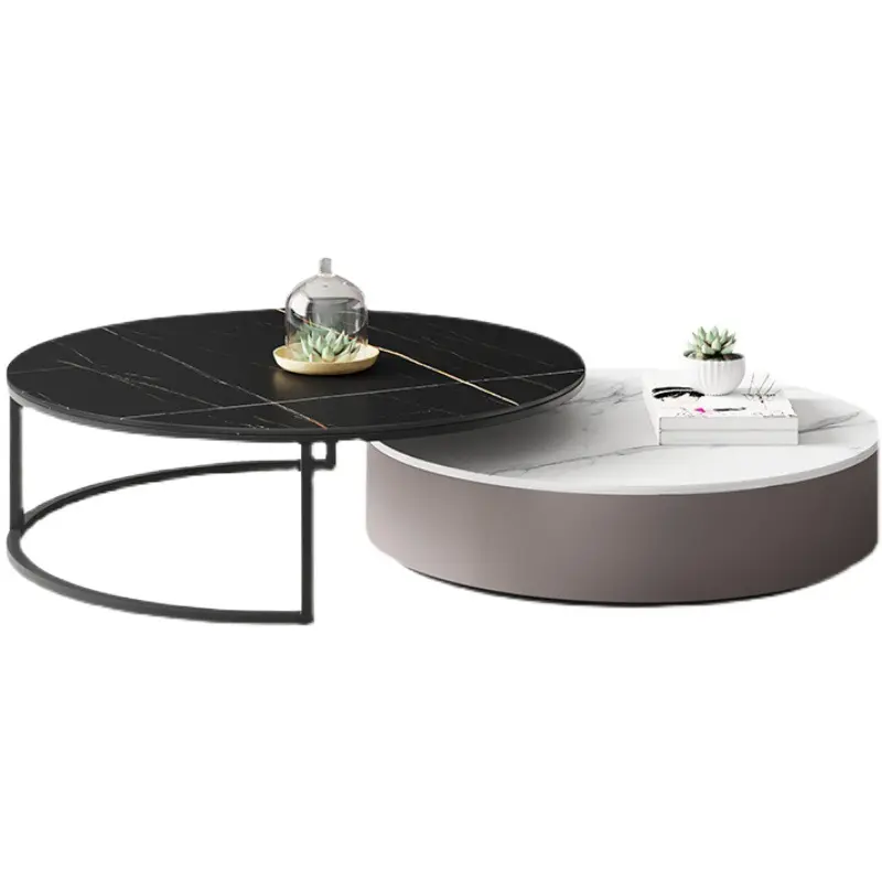 Nouveau design de table basse circulaire de luxe et ensemble de supports TV Table à thé centrale en marbre Petite table basse de salon