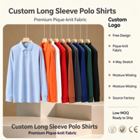 Chemise à manches longues en jersey uni pour homme, respirante, 100% polyester, logo personnalisé OEM, pour un usage quotidien, professionnel ou décontracté.
