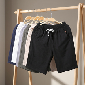 Shorts d'été décontractés pour hommes, respirants et infroissables, 100 % lin, taille mi-haute élastique, tissés, grandes tailles, vente chaude, directement du Bangladesh - Product Image 2