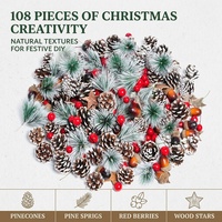 Ensemble d'ornements de Noël : Cône de pin, Aiguilles de pin, Fruits rouges, Acorns, Coque de lotus – Combinaison Cadeau pour la création de bijoux DIY (Composants et accessoires)