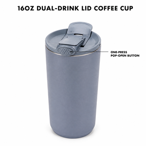 Tasse à café isotherme de 16 oz avec logo personnalisé, revêtement intérieur et double couvercle, vente en gros OEM, mug en acier inoxydable - Product Image 3