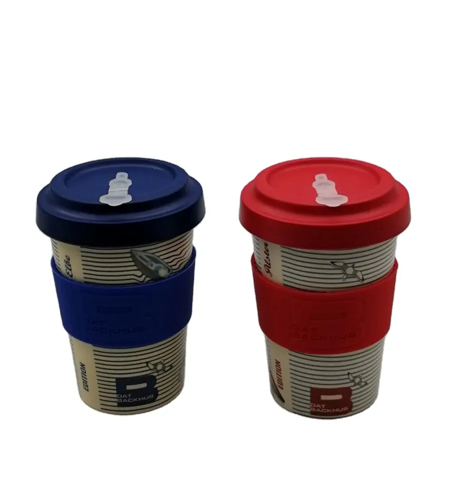 Vente en gros de tasses à café en fibre de bambou écologique 16oz de voyage personnalisées nordiques réutilisables avec logo personnalisé avec couvercles en bambou