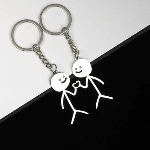 Lot de 2 porte-clés mousquetons en métal au design ludique de gribouillage, avec typographie de bonhomme bâton tendance, pour pendentif d'amour, cadeau pour couples, bijoux - Product Image 4