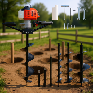 Taladro de gasolina de 63 cc y 2 tiempos con mango para 2 personas, perforadora de postes con brocas L4 y L12, kit de varilla extensible - Product Image 2