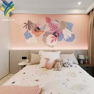 Carta da parati impermeabile 3D rosa per camera dei bambini Graffiti botanici <span class=keywords><strong>con</strong></span> palma murale cartone animato 3D fiori carta da parati per la decorazione della casa - Product Image 3
