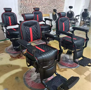 Sillón de Barbería Hidráulico de Cuero Negro AY Classics, Silla de Barbería Retro para Salón de Belleza Masculino en Venta - Product Image 6