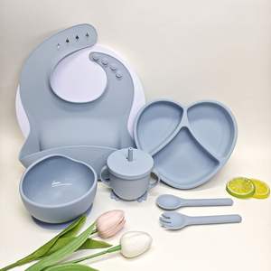 Set di Stoviglie in Silicone per Bambini dal Design Classico, Include Piatto, Ciotola, Cucchiaio, Forchetta e Tazza con Beccuccio per l'Alimentazione del Bambino - Product Image 2