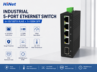 Switch Industrial de 4 Puertos 10/100M para Riel DIN con 1 Puerto de Enlace Ascendente SFP de 100M, Entrada de 12-57VDC