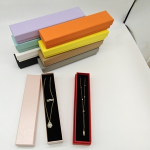 Hot Sale YMT01 Custom Logo Cardboard Paper Lid and Base Jewelry <strong>Gift</strong> <strong>Box</strong> for Necklace <strong>Long</strong> Chain <strong>Box</strong> With Floking Foam Insert - Product Image 2