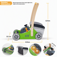 Tondeuse à gazon en bois pour tout-petits 18M+ – Jeu de jardin d'imitation avec panier amovible et engrenages pour développer la motricité fine