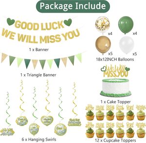 Decoraciones para Fiesta de Despedida, Pancarta Verde Te Vamos a Extrañar, Adorno para Pastel, Globos, Espirales Colgantes, Kit de Decoración para Fiesta de Jubilación - Product Image 4