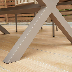 Ensemble de salle à manger d'extérieur en rotin et aluminium 6 pièces, meubles de patio en osier pour jardin, hôtel, parc, appartement, comprenant 1 table et 6 chaises - Product Image 4