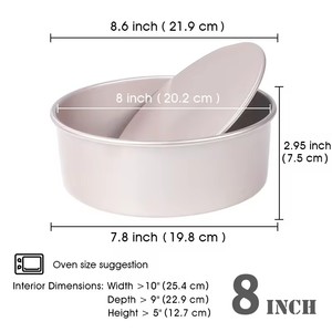 Chefmade WK9053 8 pulgadas Fondo suelto Pastel redondo Gasa Hornear Pastel Pop Bakeware Pan Bandeja - Product Image 2