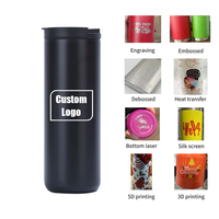 Tasse de voyage en acier inoxydable à double paroi de 17oz gravée au laser Tasse thermos à café sous vide avec couvercle en silicone