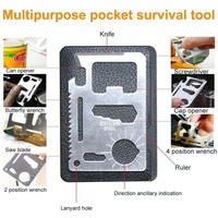 Kit de survie d'urgence extérieur 8-en-1 en acier inoxydable noir durable pour le camping, la randonnée et les aventures de voyage