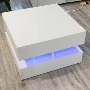 Nouvelle conception 2026 Quantité minimale de commande 50 pièces <span class=keywords><strong>Table</strong></span> basse moderne en LED blanche et noire <span class=keywords><strong>Table</strong></span> basse carrée à finition brillante pour salon - Product Image 4
