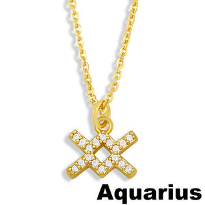 Nouveau collier croisé avec symbole de gardien chanceux pour femme, 12 constellations, pendentif clavicule - Product Image 3