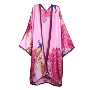 Atacado de Fábrica: Novos Cardigans Kaftan Femininos Tamanho Único em Cetim Estampado Respirável com Manga <span class=keywords><strong>Kimono</strong></span> - Robe Africano Feminino - Product Image 4