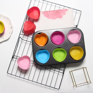Tái sử dụng Silicone Muffin trường hợp <span class=keywords><strong>Baking</strong></span> cup đa hình dạng không dính Silicone Khuôn bánh nướng ly muffin cupcake lót - Product Image 1