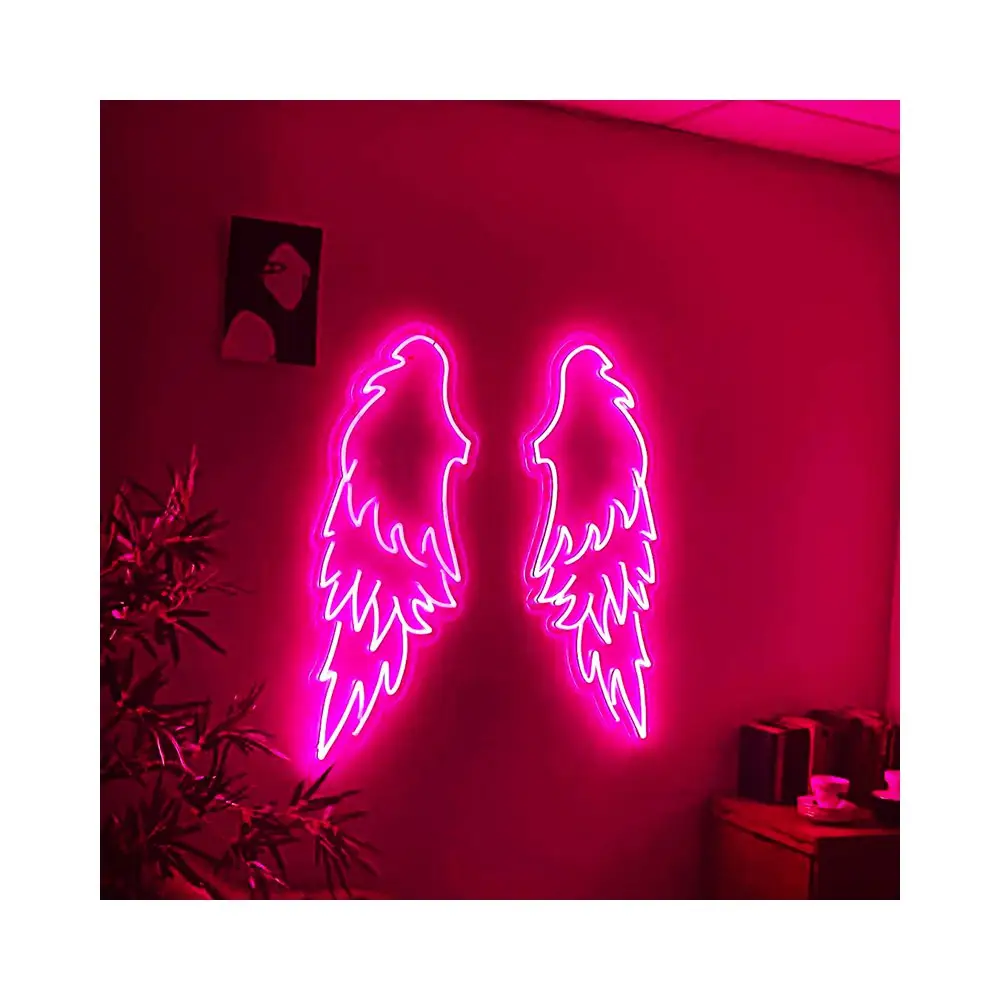 Seu design bebê asas de anjo neon sinal luz led, borboleta asas de anjo sinal para festa decoração