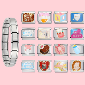 Venta al por mayor de Dijes de Acero Inoxidable de 9mm con Diseños de Dibujos Animados, Italianos, de Viaje, Avión, Corazón, Dulces para Niñas, para Pulseras Modulares y Joyería DIY - Product Image 1