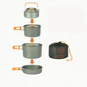 Aluminium Outdoor Pots Camping Cookware Set Portable Kitchenware,with knife and spoon sets/