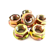 Écrous hexagonaux à bride en acier M10x1.5 SW15 pour collecteur d'échappement de voiture, plaqués cuivre, autobloquants, norme DIN 6927