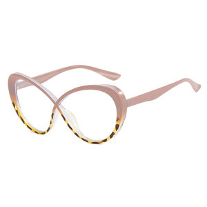 Nuevas monturas de moda para anteojos, bloqueo de luz azul, caqui, Floral, Ojo de gato X, plástico cruzado para niñas y mujeres - Product Image 3