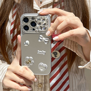 Funda para <span class=keywords><strong>iPhone</strong></span> 17 <span class=keywords><strong>Pro</strong></span> Max con Diseño de Corazón y Lazo de Diamantes de Imitación, TPU+PC, Espejo Plateado, Lujosa, Personalizada, para Mujer, Compatible con <span class=keywords><strong>iPhone</strong></span> 16 <span class=keywords><strong>Pro</strong></span>, 15, <span class=keywords><strong>14</strong></span>, 13 - Product Image 5