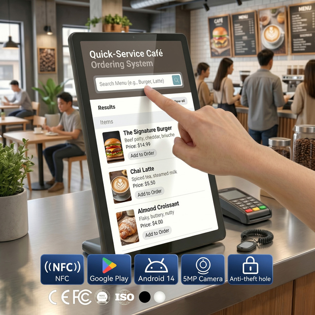 10.1 Inch L Shape Android Tablet Desktop Digital Signage RK3576 Touch Screen Monitor L-shaped Android Tablet for Restaurant