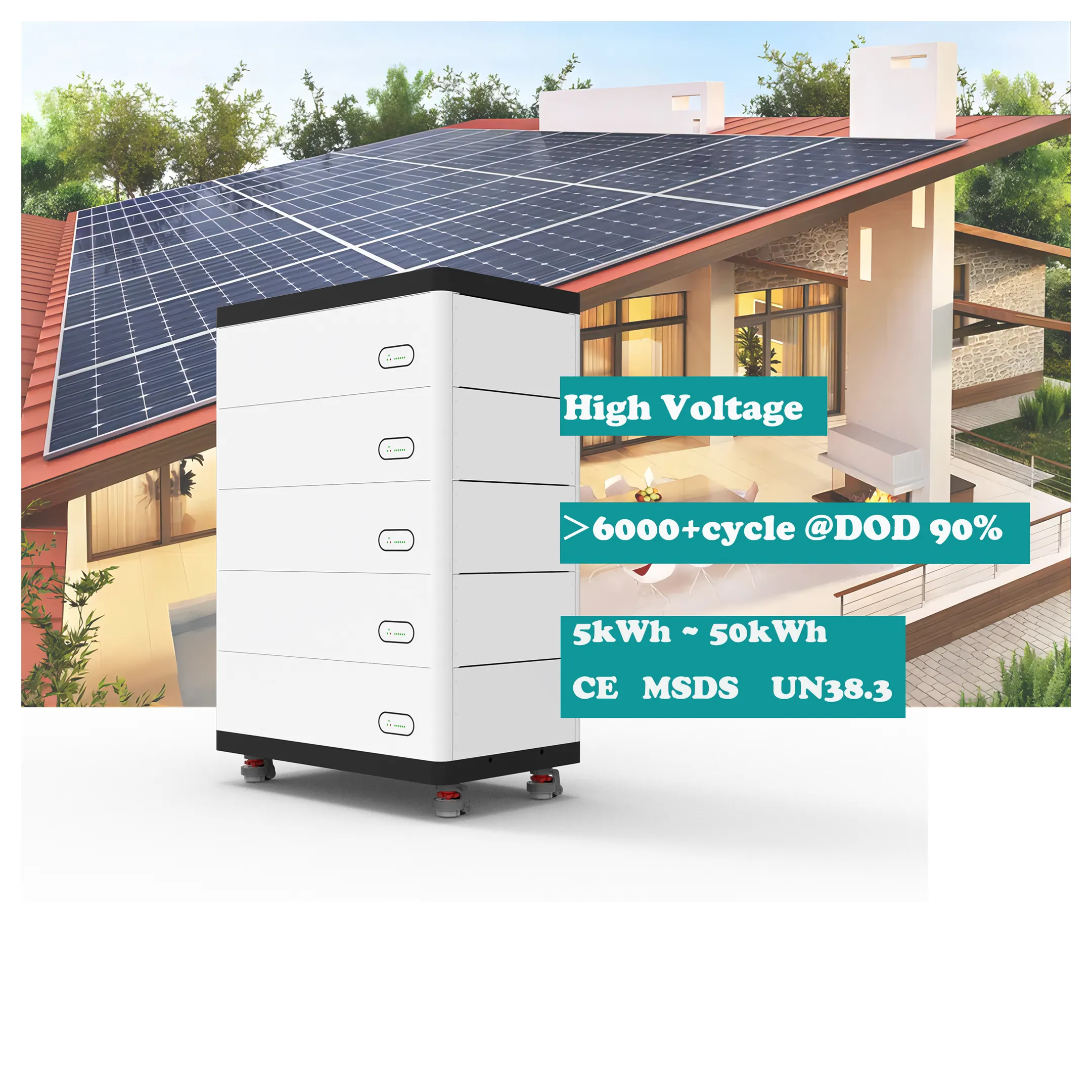 1 MOQ 102.4V 204.8V 256V 409.6V Stackable High Voltage Solar Lithium Battery 256V 10kwh Lifepo4 Home Lifipo4 Battery