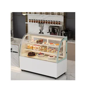 Rebirth Commercial Cake Display Fridge Marble Curved Glass Cake Bread Pastry Display Refrigerator