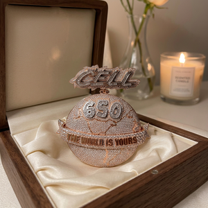 Colgante de Globo de Plata 925 con Diamantes de Moissanita Estilo Hip Hop de Lujo para Fiestas y Eventos, con Números Personalizados 650 - Product Image 3